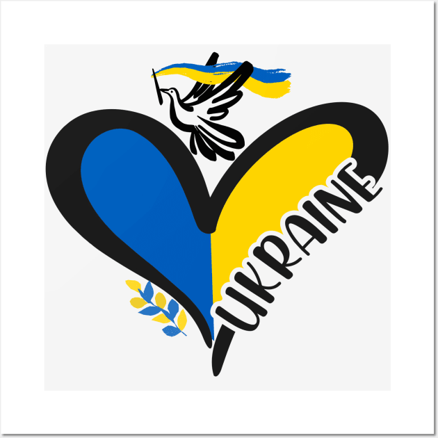 Ukrainian heart and dove of peace Wall Art by tashashimaa